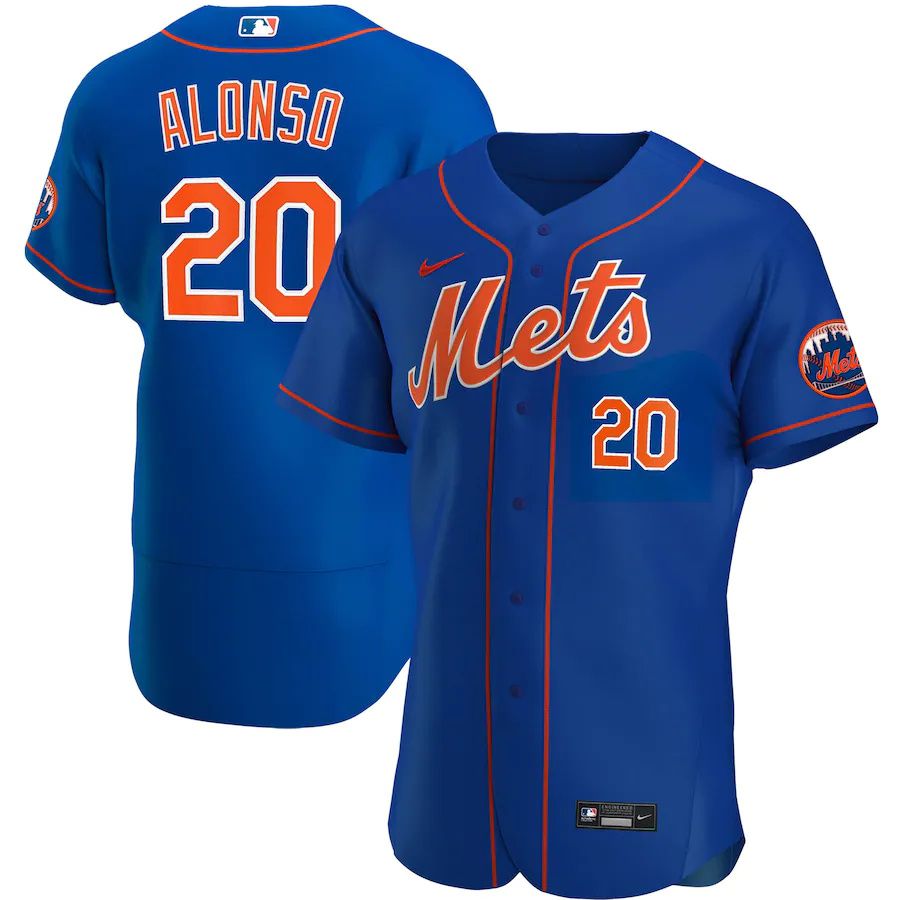 Mens New York Mets #20 Pete Alonso Nike Royal Alternate Authentic Player MLB Jerseys